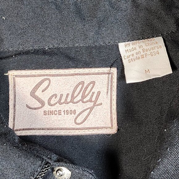 Scully Western Embroidered Flora Flowers Black Button-Up Shirt Medium - Picture 16 of 16